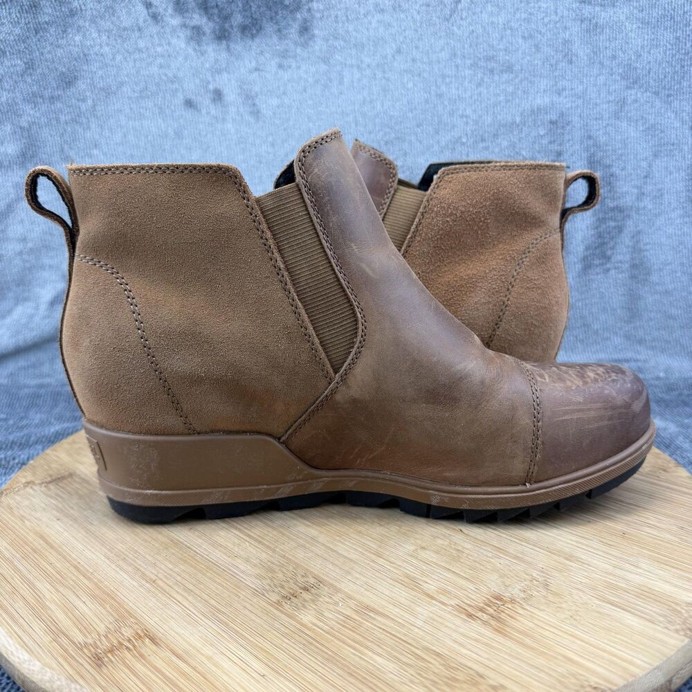 Sorel Boots Womens Size 9 Brown Joan Of Arctic Wedge Chelsea Leather NL3816-242 - Picture 5 of 10